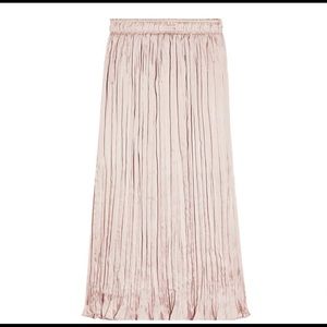 Topshop Pink Pleated Crushed Satin Skirt, Size 8